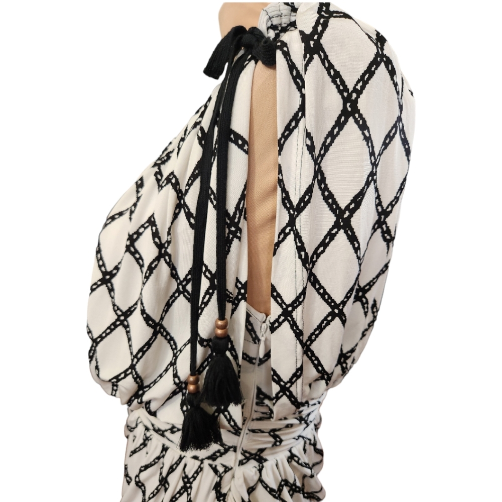 TRACY REESE Black & White Geometric Blouson Mini Dress - Size S - Picture 6 of 11